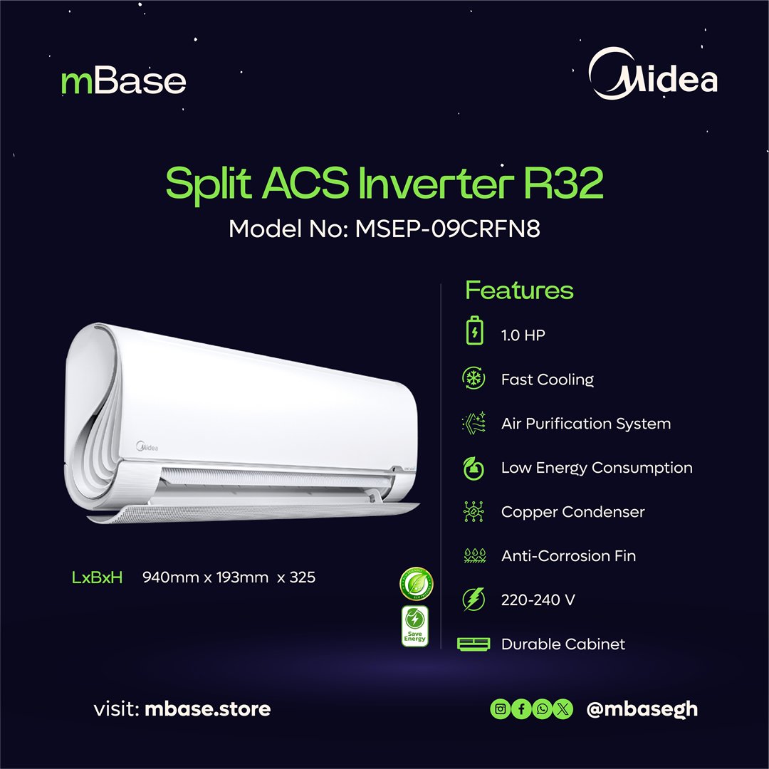MIDEA-1.0HP-SPLIT-AC-R32-INVERTER-MSEP-5-STARS-MSEP-09CRFN8